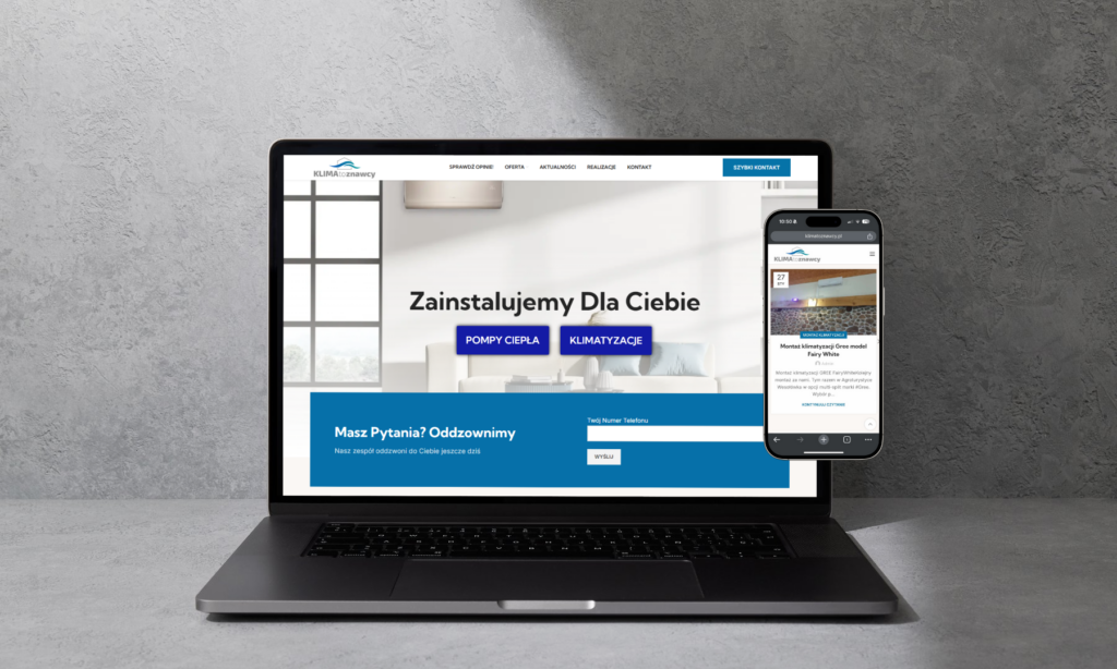 Strona KLIMAtoznawcy na ekranie laptopa